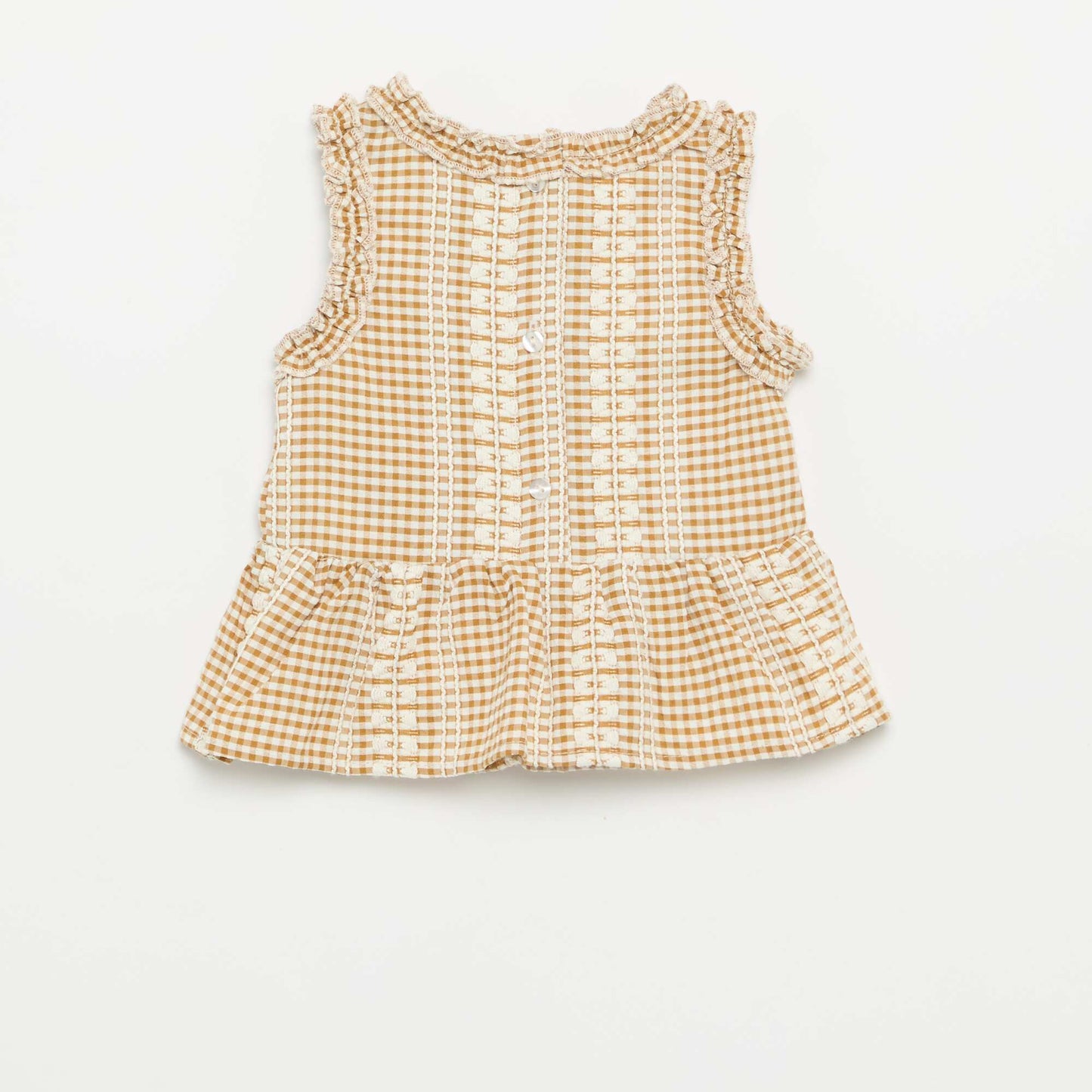 Ruffled Armhole Blouse BROWN