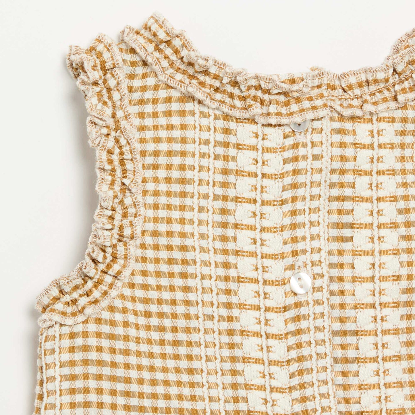 Ruffled Armhole Blouse BROWN