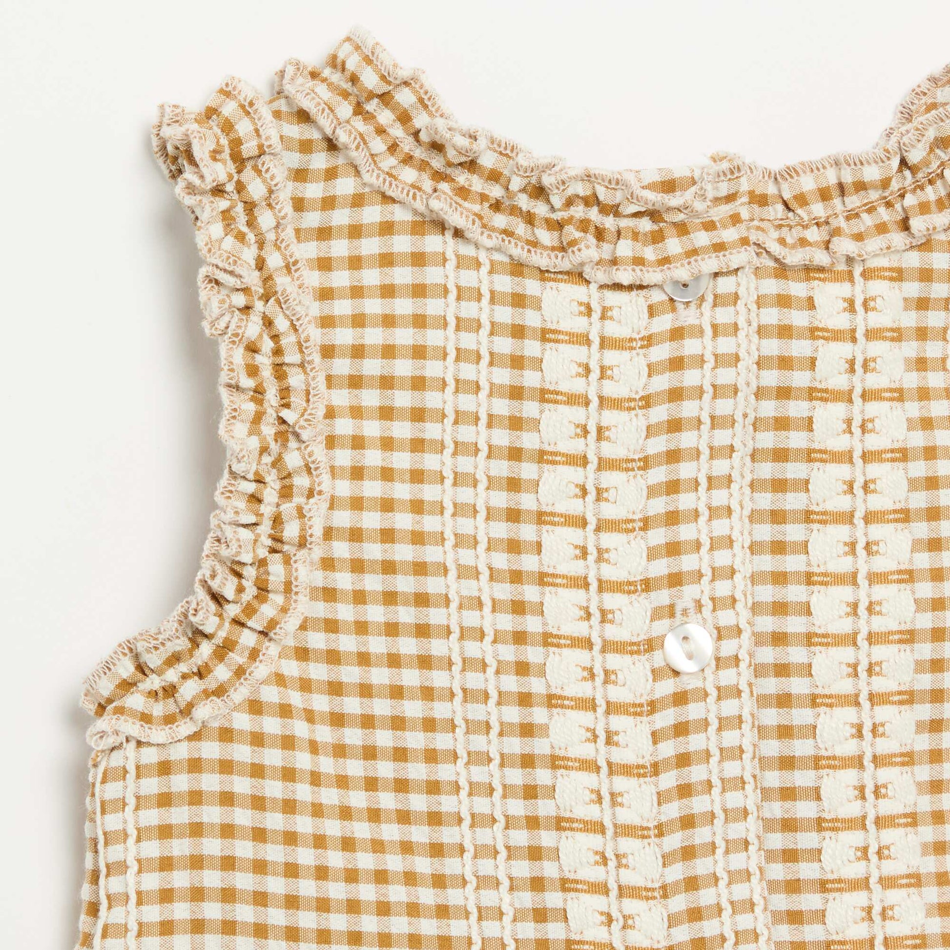 Ruffled Armhole Blouse BROWN
