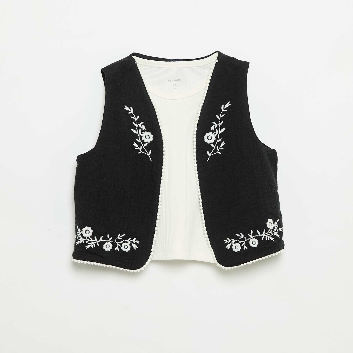 Tank top and sleeveless cardigan set BLACK