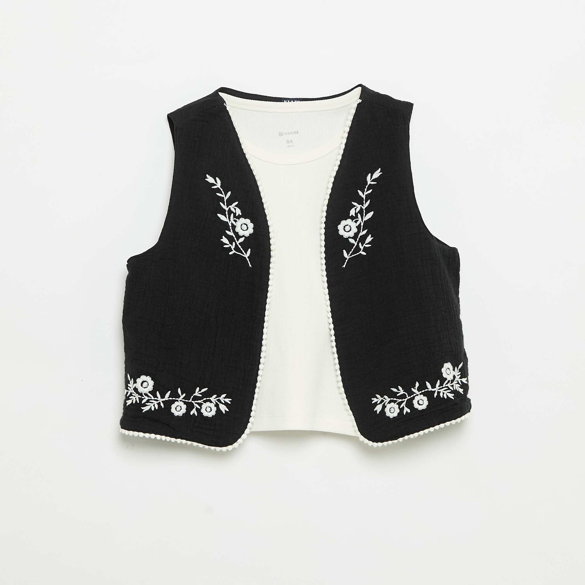 Tank top and sleeveless cardigan set BLACK