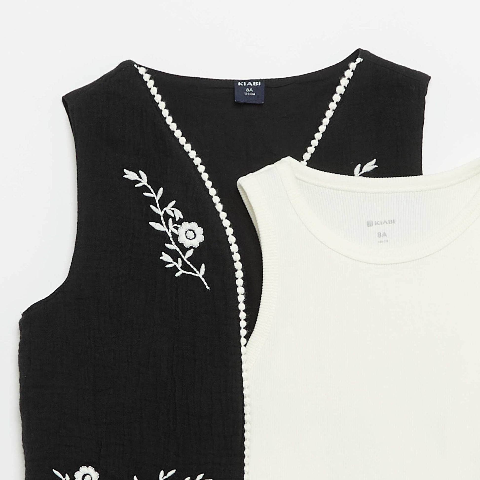 Tank top and sleeveless cardigan set BLACK