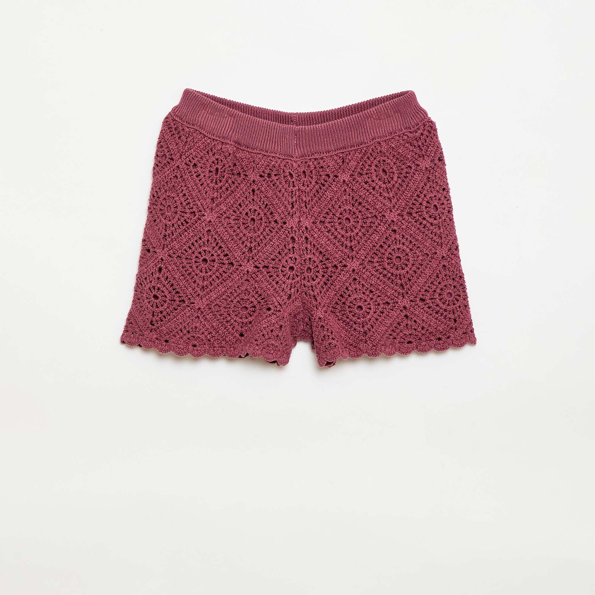 Solid crochet shorts RED