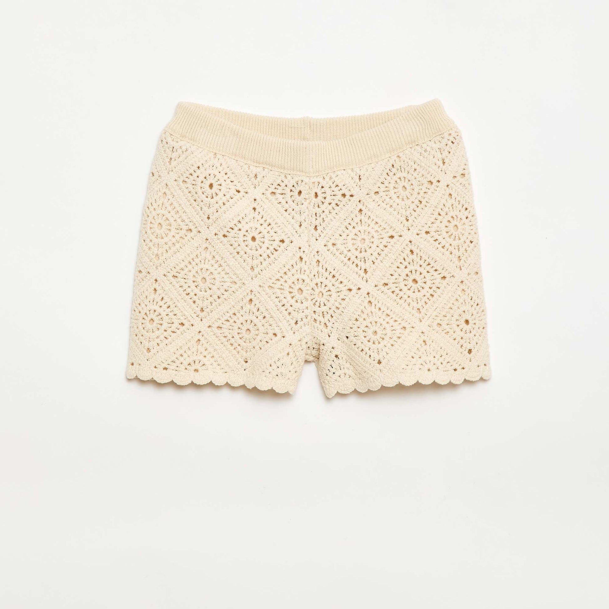 Solid crochet shorts WHITE