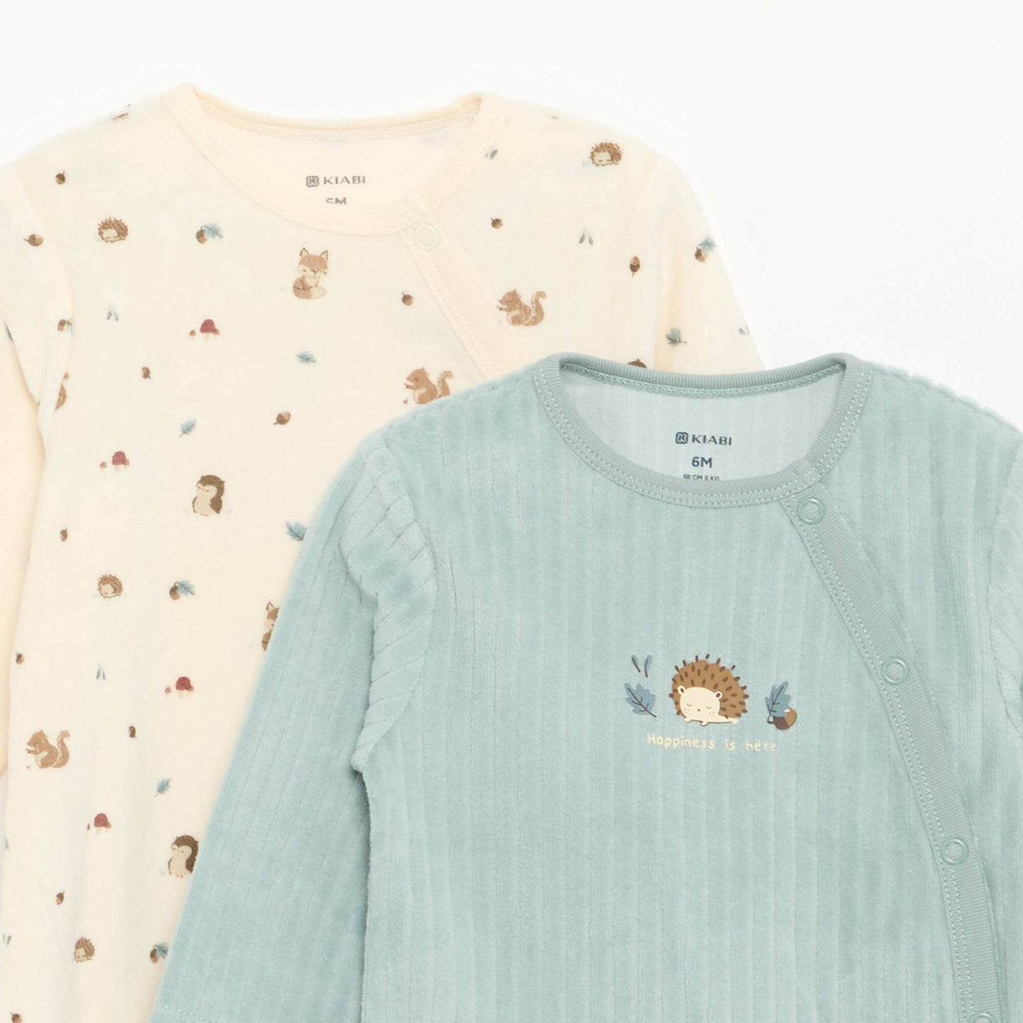 2-Pack Velvet Footed Sleepsuits BLUE