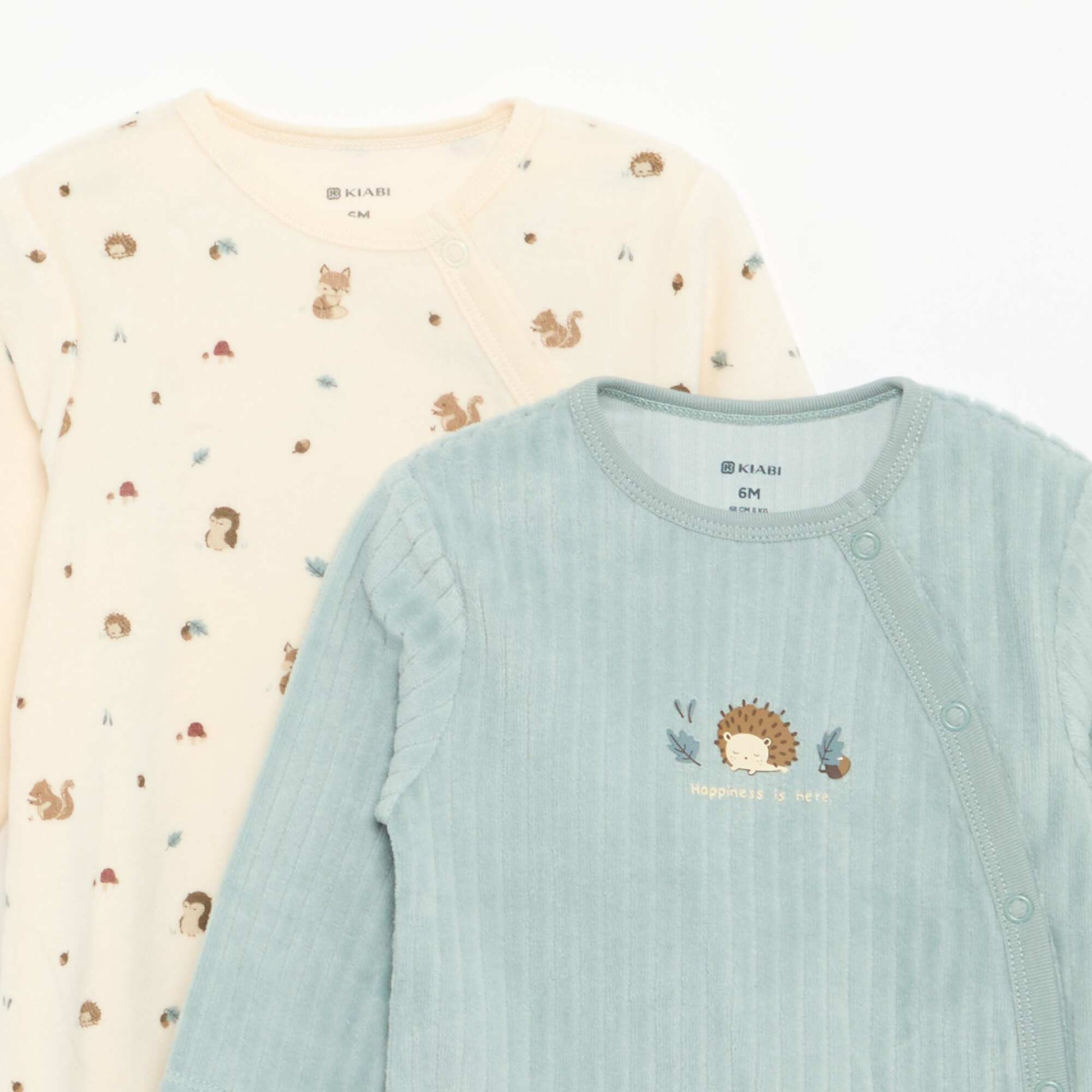 2-Pack Velvet Footed Sleepsuits BLUE