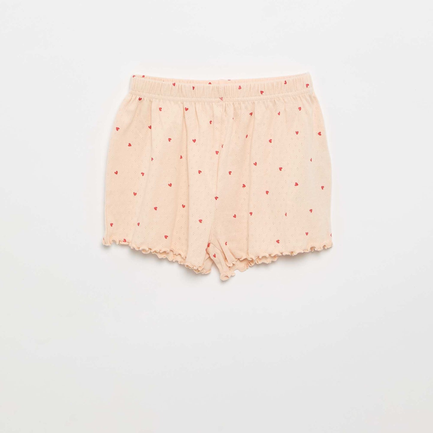 Pointelle Knit T-shirt and Shorts Pajama Set - 2-piece PINK