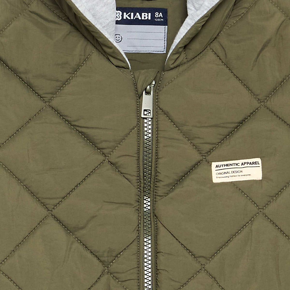 Hooded quilted jacket KHAKI