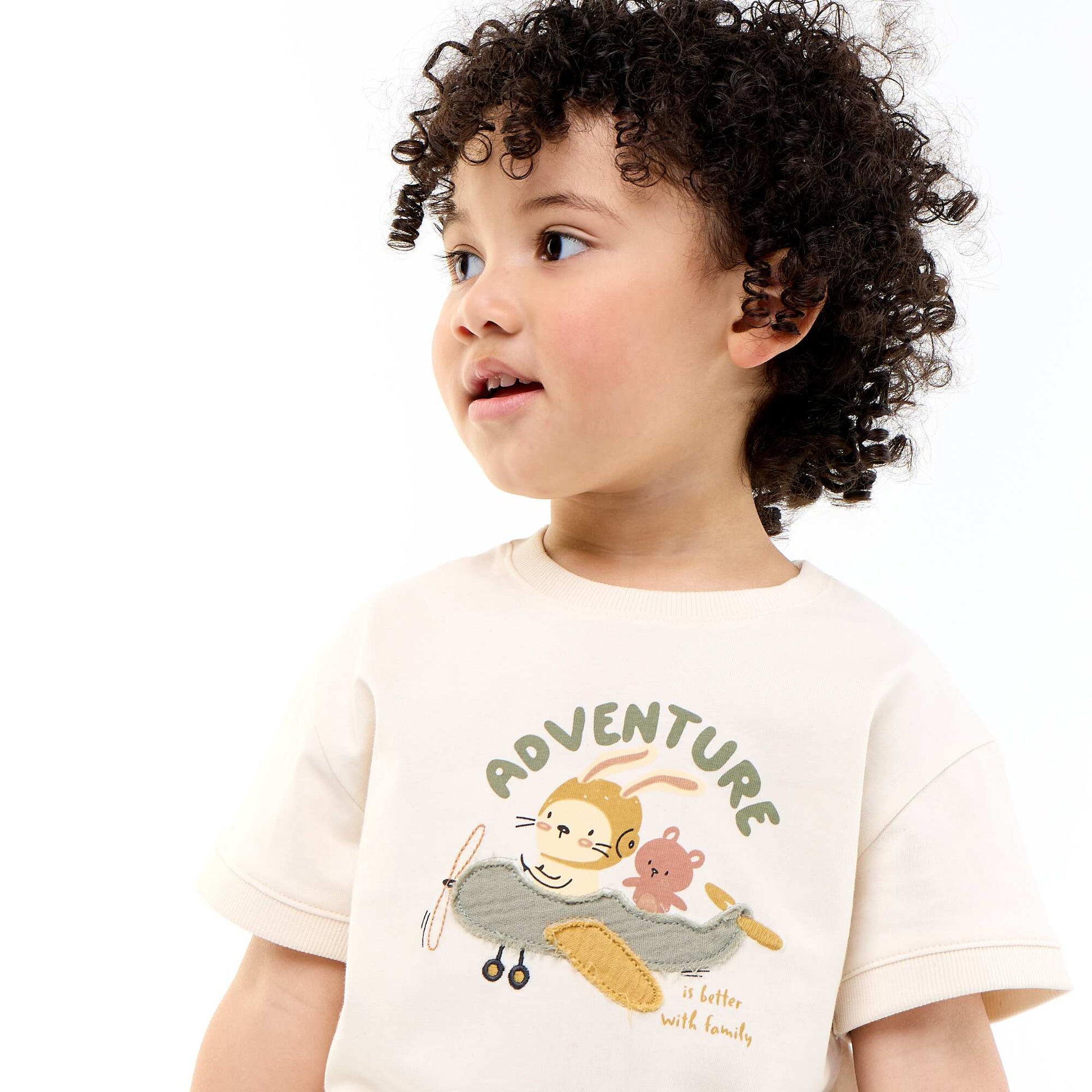 Short-sleeved fun print t-shirt WHITE