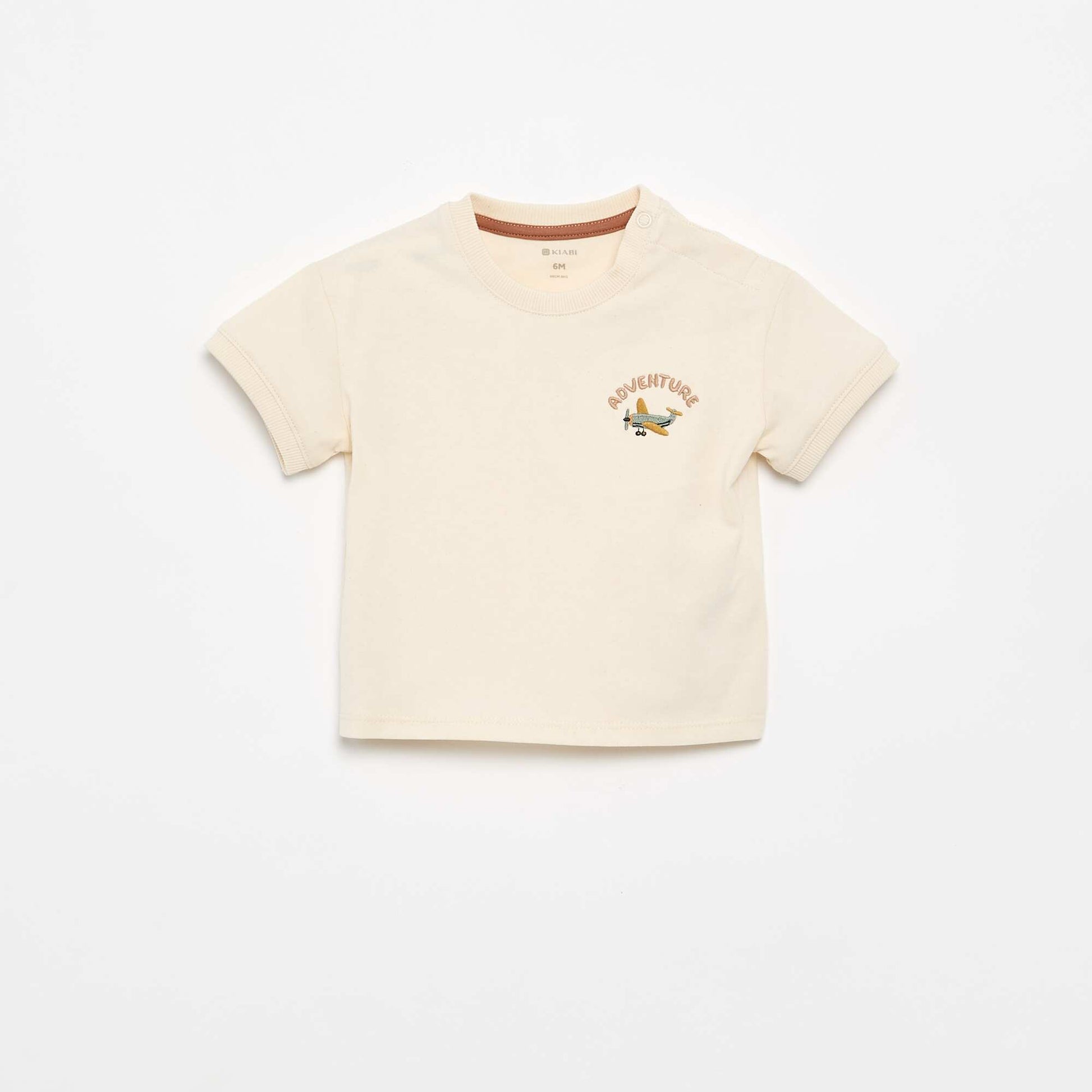 Short-sleeved fun print t-shirt BEIGE