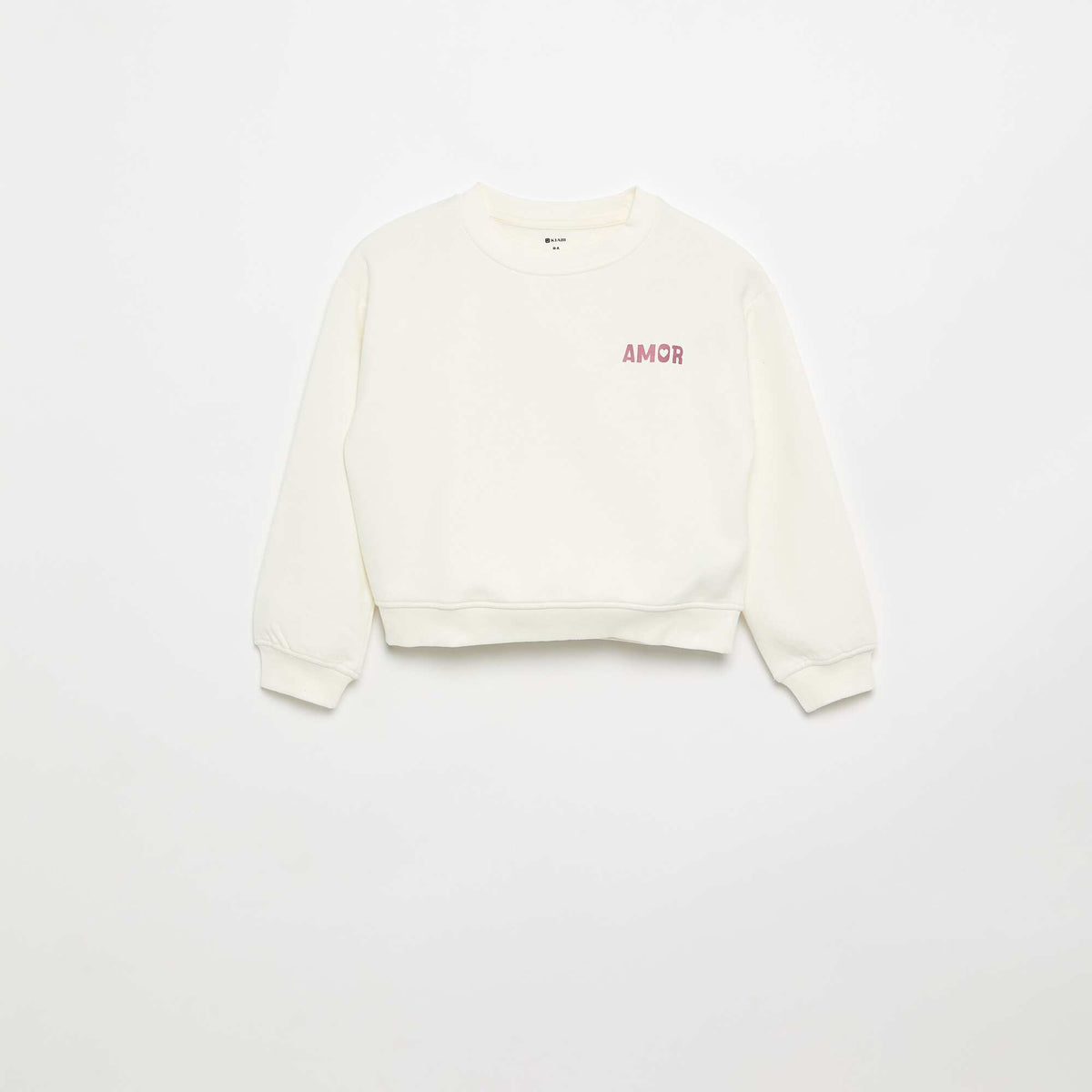 Fleece sweatshirt with chest print WHITE