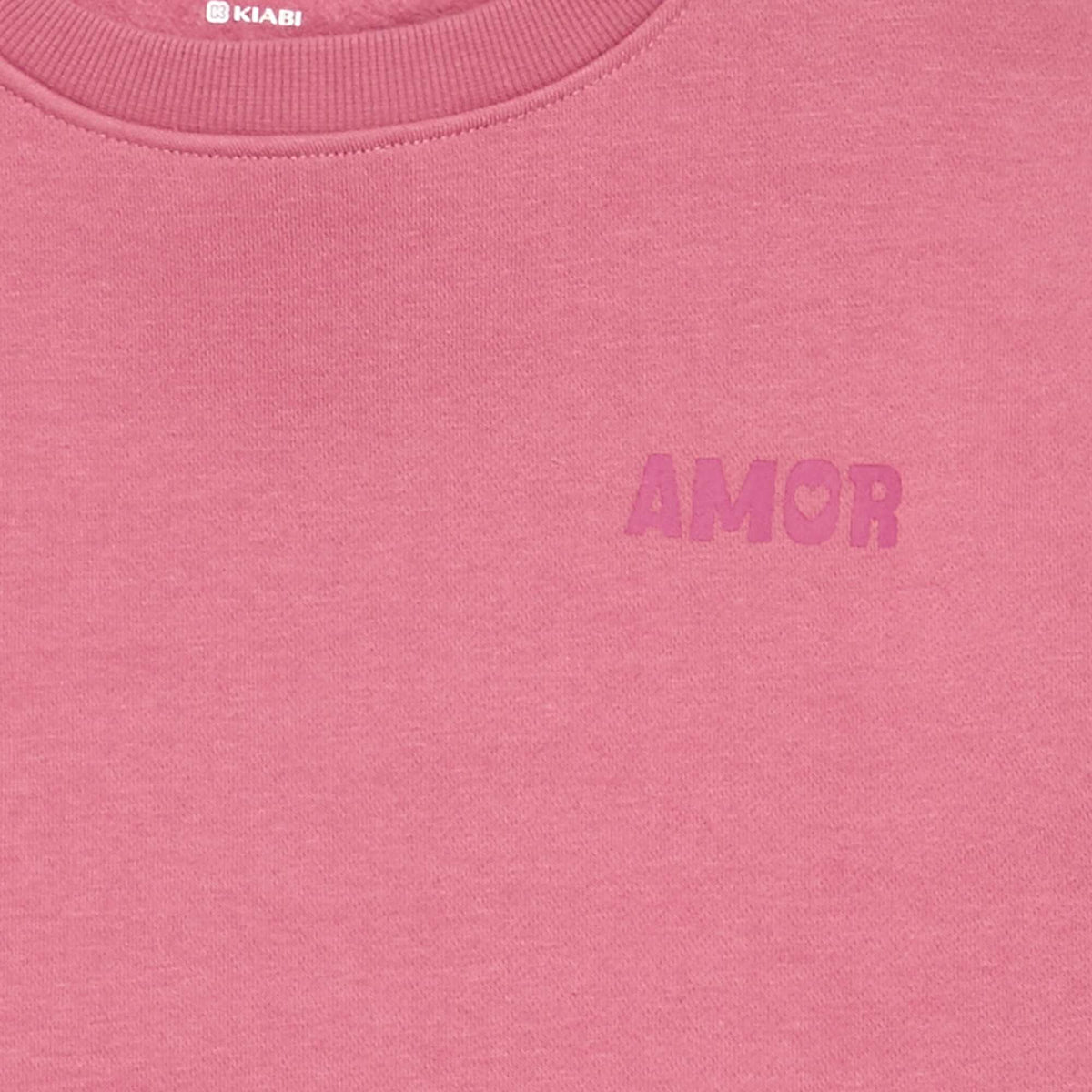 Fleece sweatshirt with chest print PINK