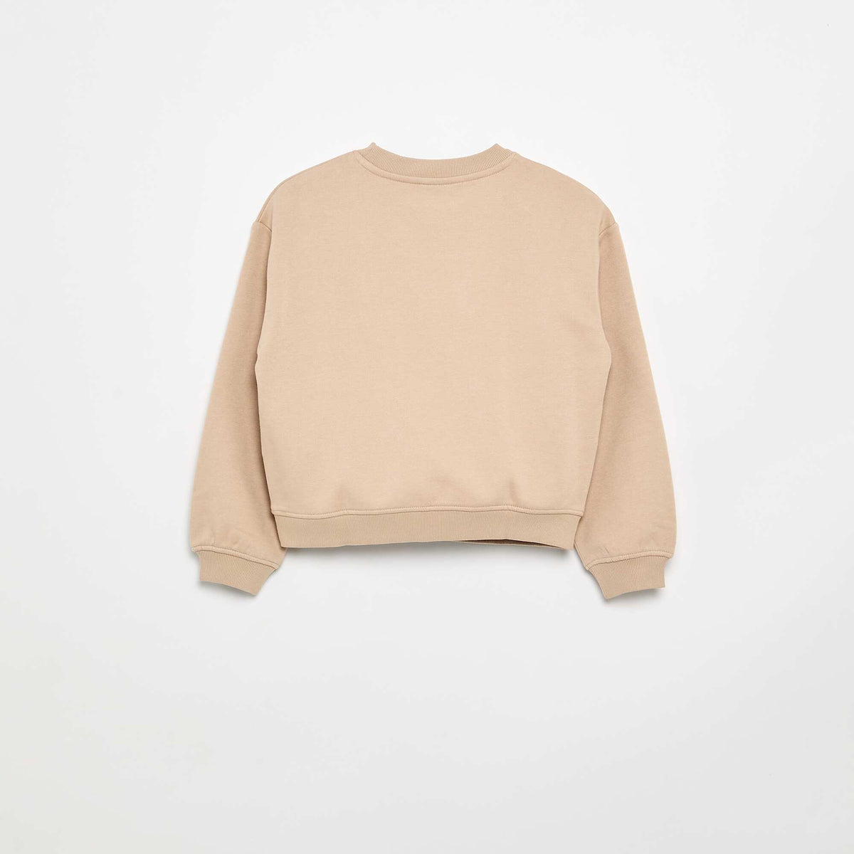 Fleece sweatshirt with chest print BEIGE