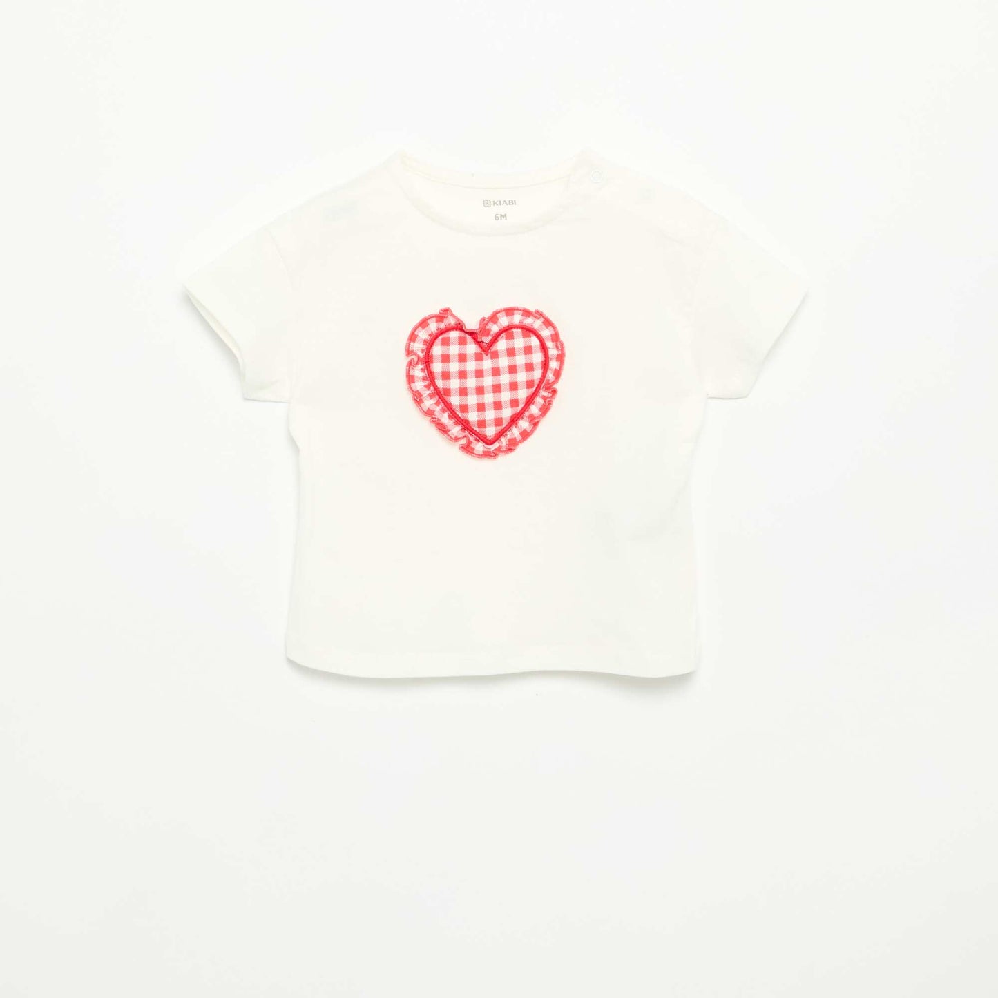 Short-sleeved T-shirt with Stitched Heart WHITE