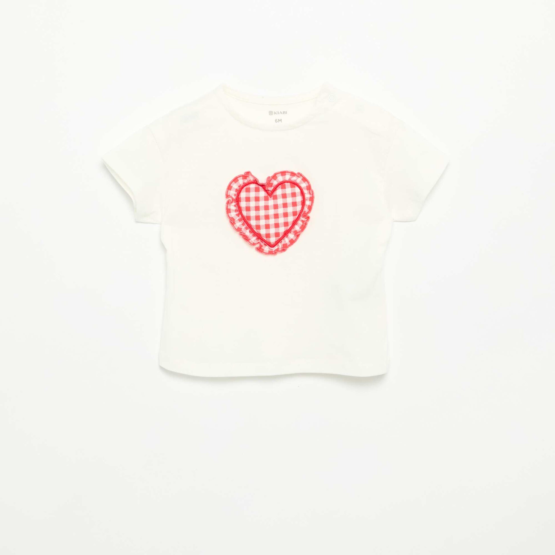 Short-sleeved T-shirt with Stitched Heart WHITE