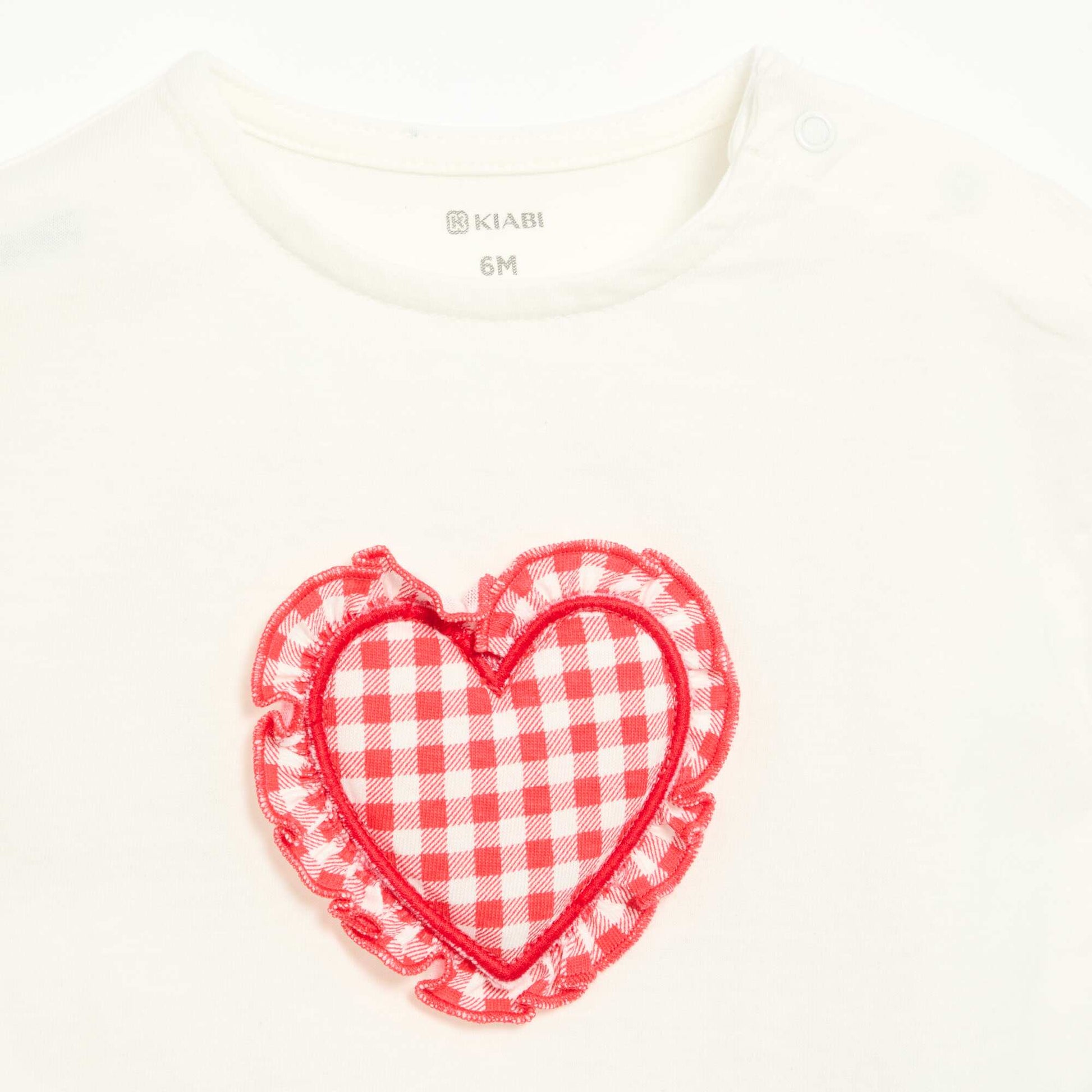 Short-sleeved T-shirt with Stitched Heart WHITE