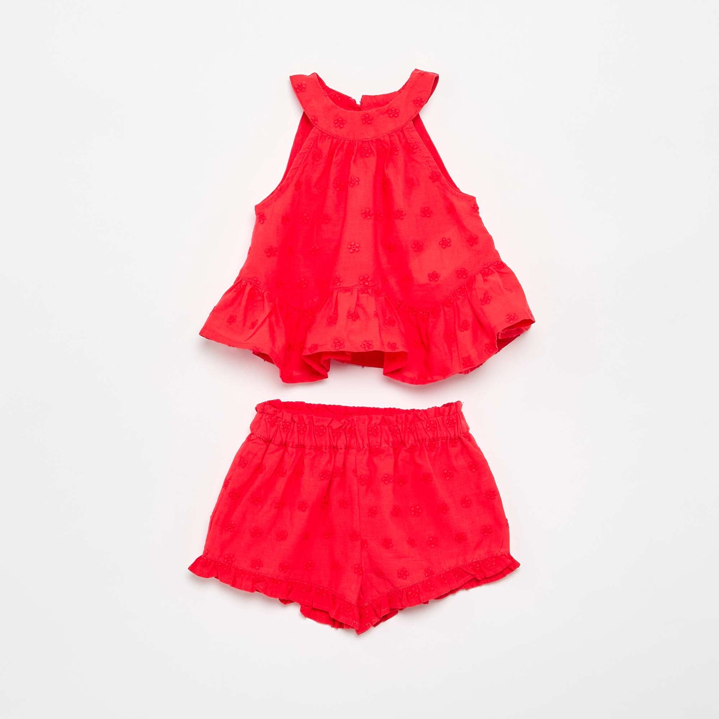 Sleeveless Blouse and Shorts Set RED