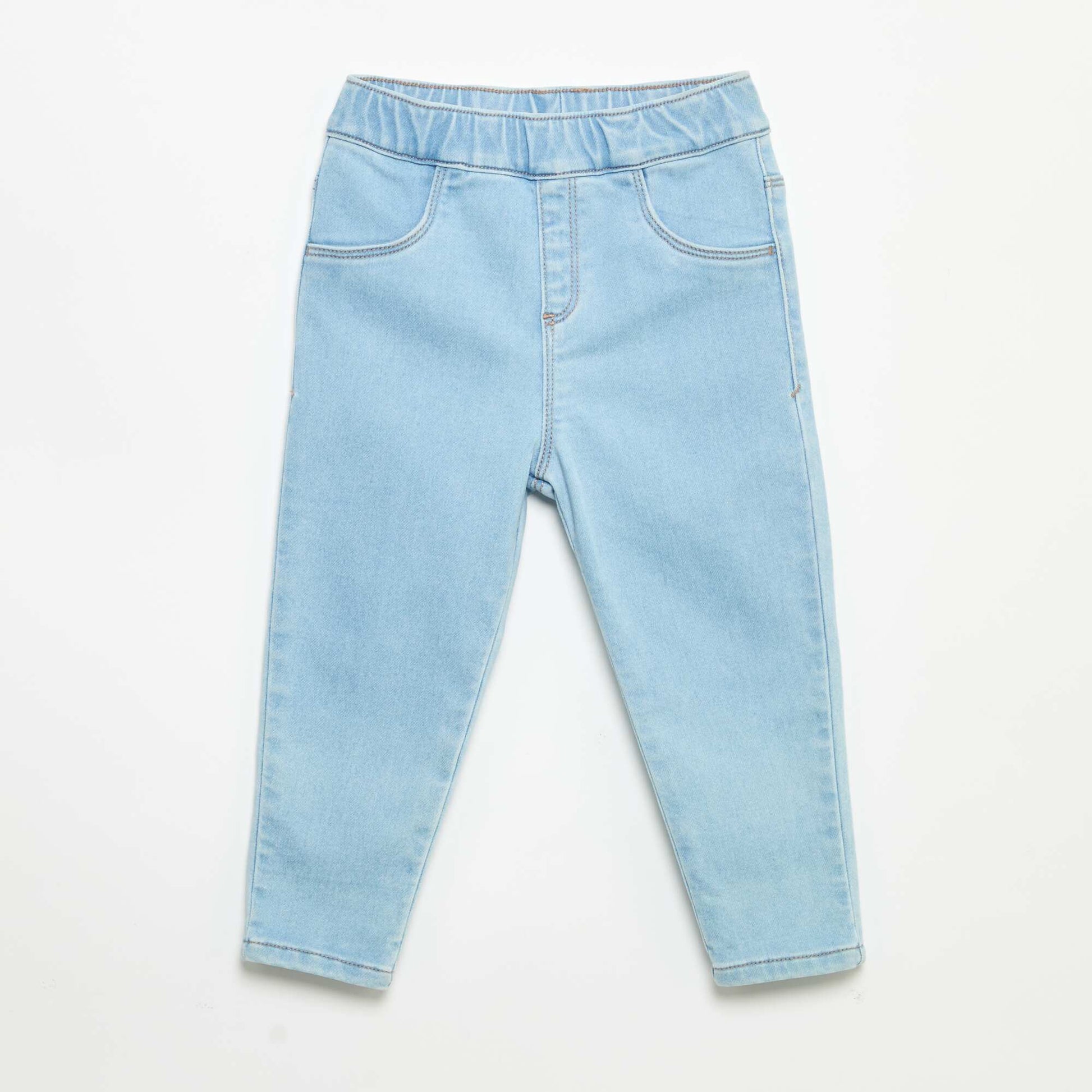 Denim trousers with turn-up hems BLUE