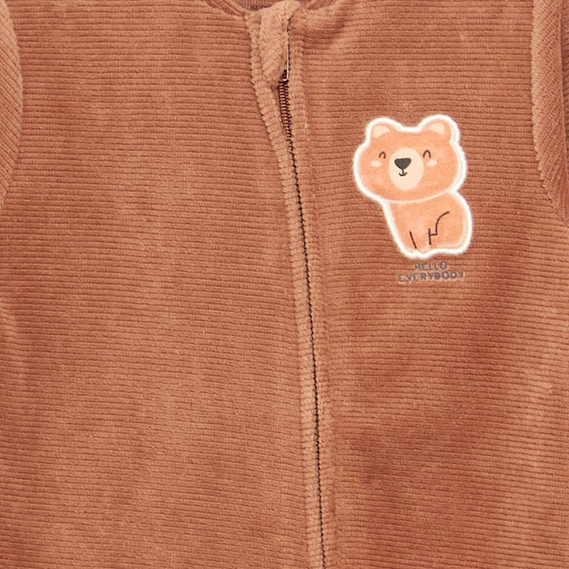 Snuggly Velvet Baby Sleepsuit BROWN