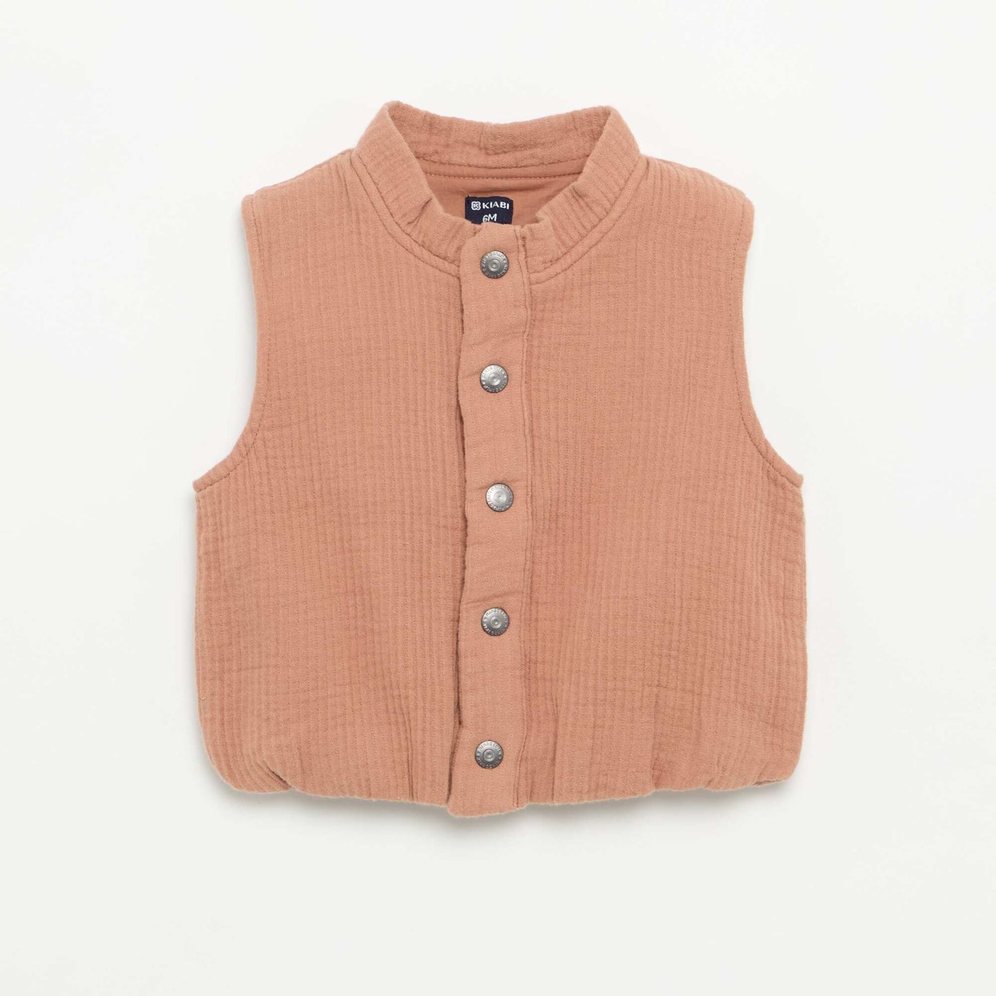 Sleeveless double cotton gauze vest BROWN