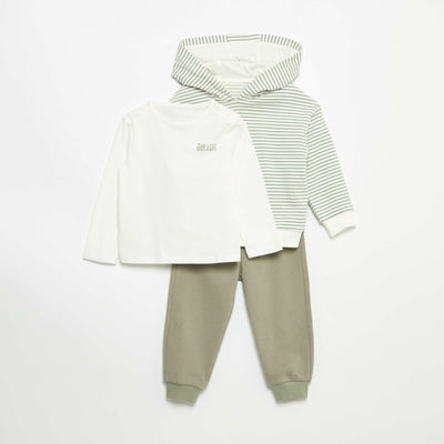 Set me 3 pjesë hoodie, tuta dhe bluzë me mëngë të gjata pambuku