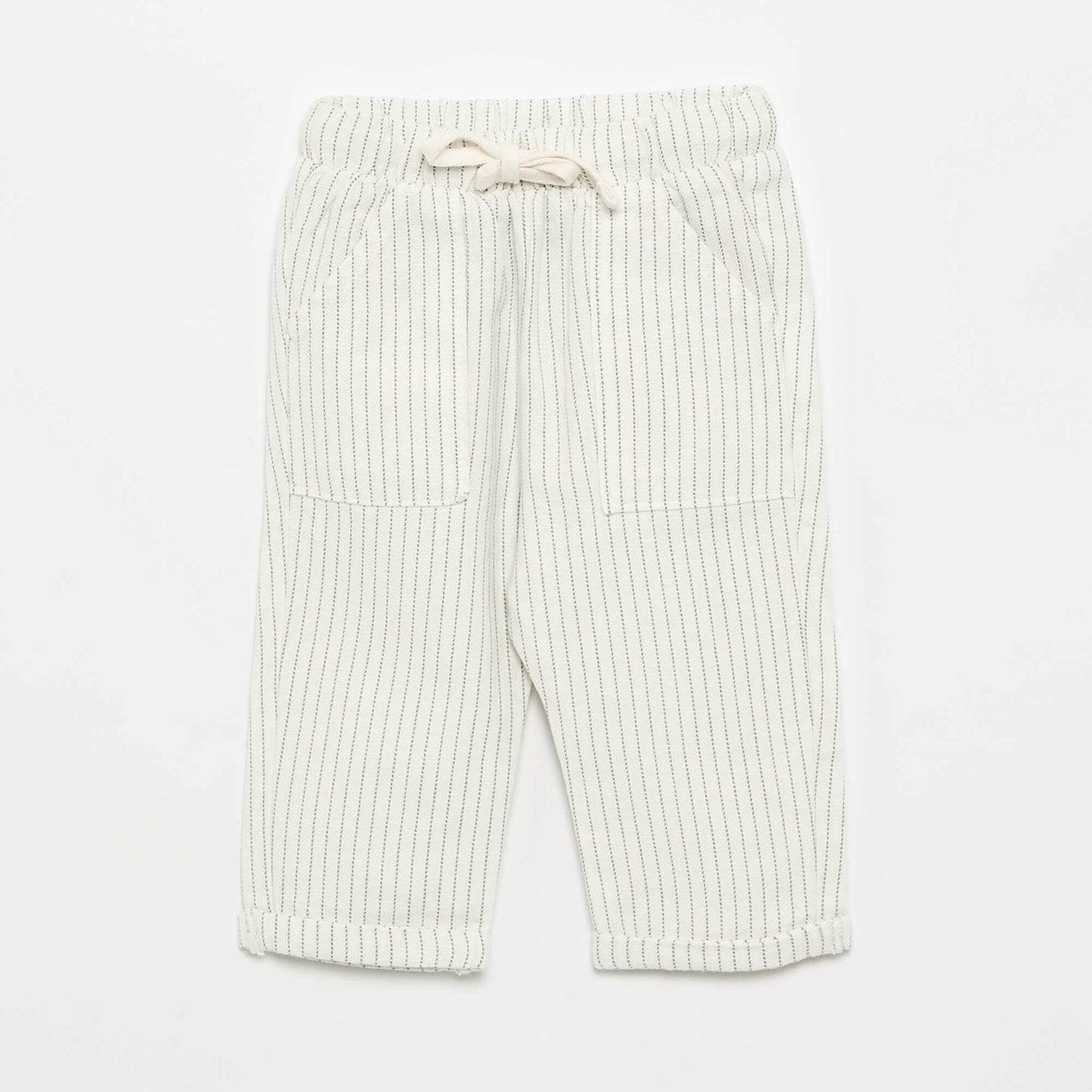 Mao Collar T-Shirt and Trousers Set - 2 Pieces WHITE