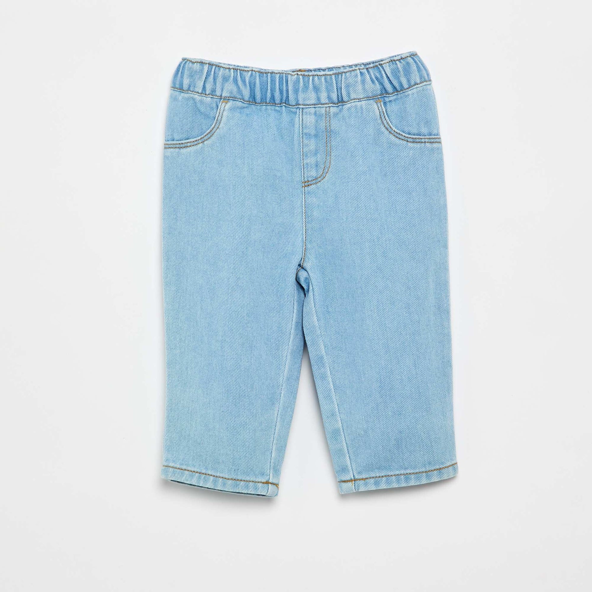 2-Piece T-shirt and Denim Pants Set WHITE