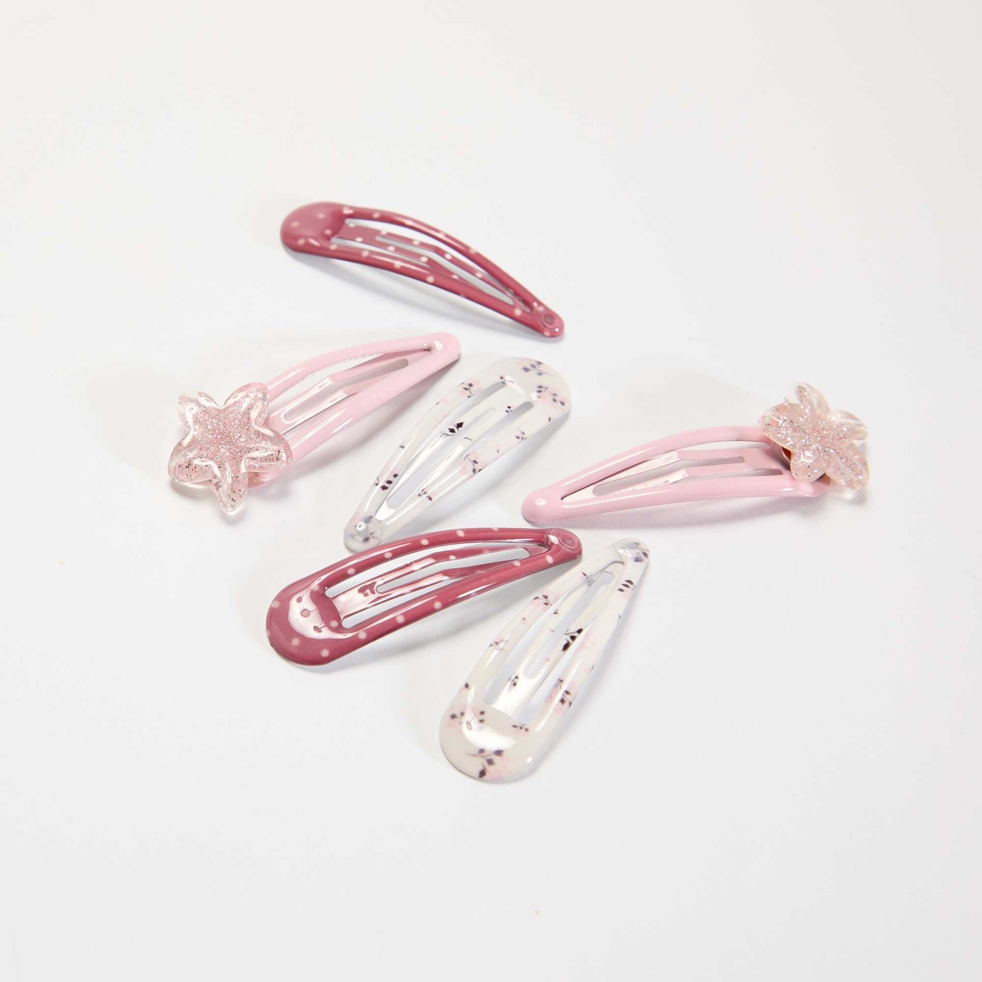 Set of 6 snap clips PINK