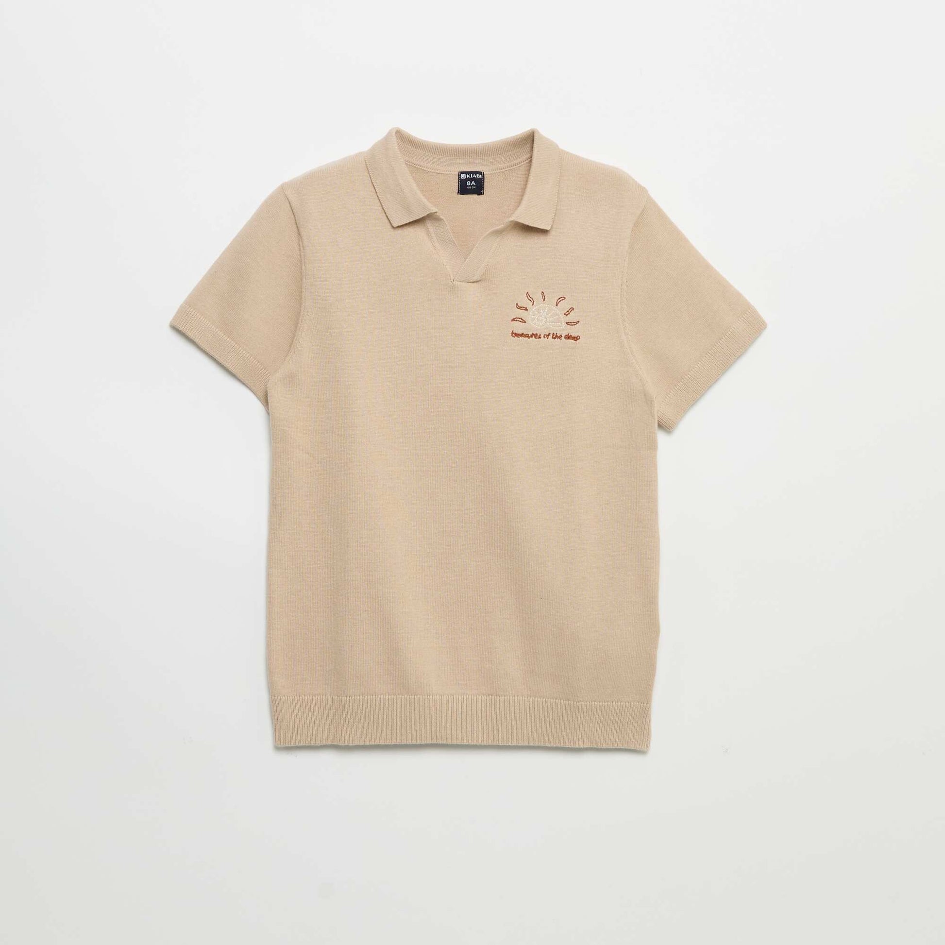 Short-Sleeve Polo Jumper BEIGE