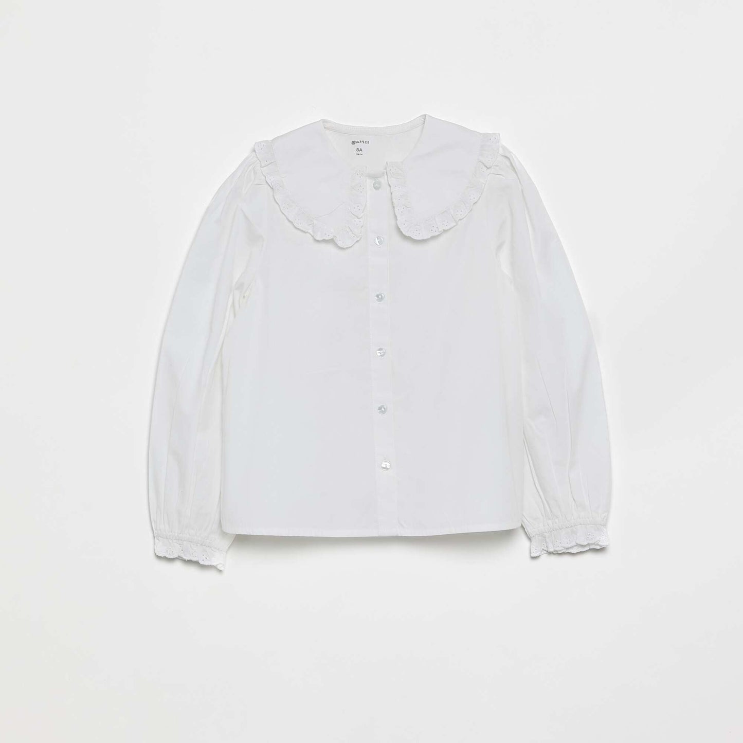 Blouse with large fancy collar WHITE