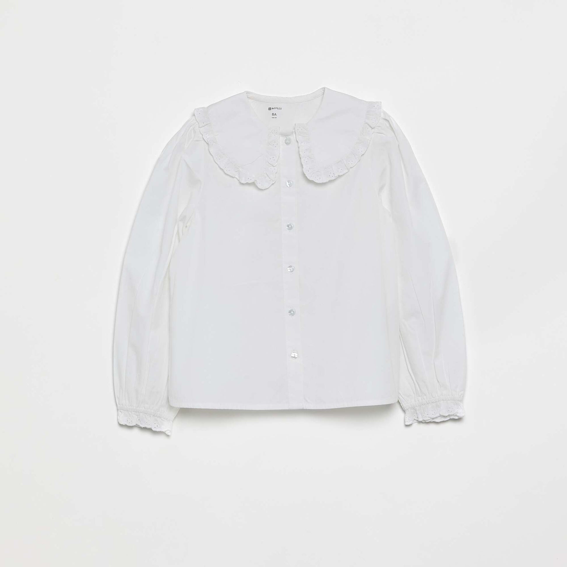 Blouse with large fancy collar WHITE