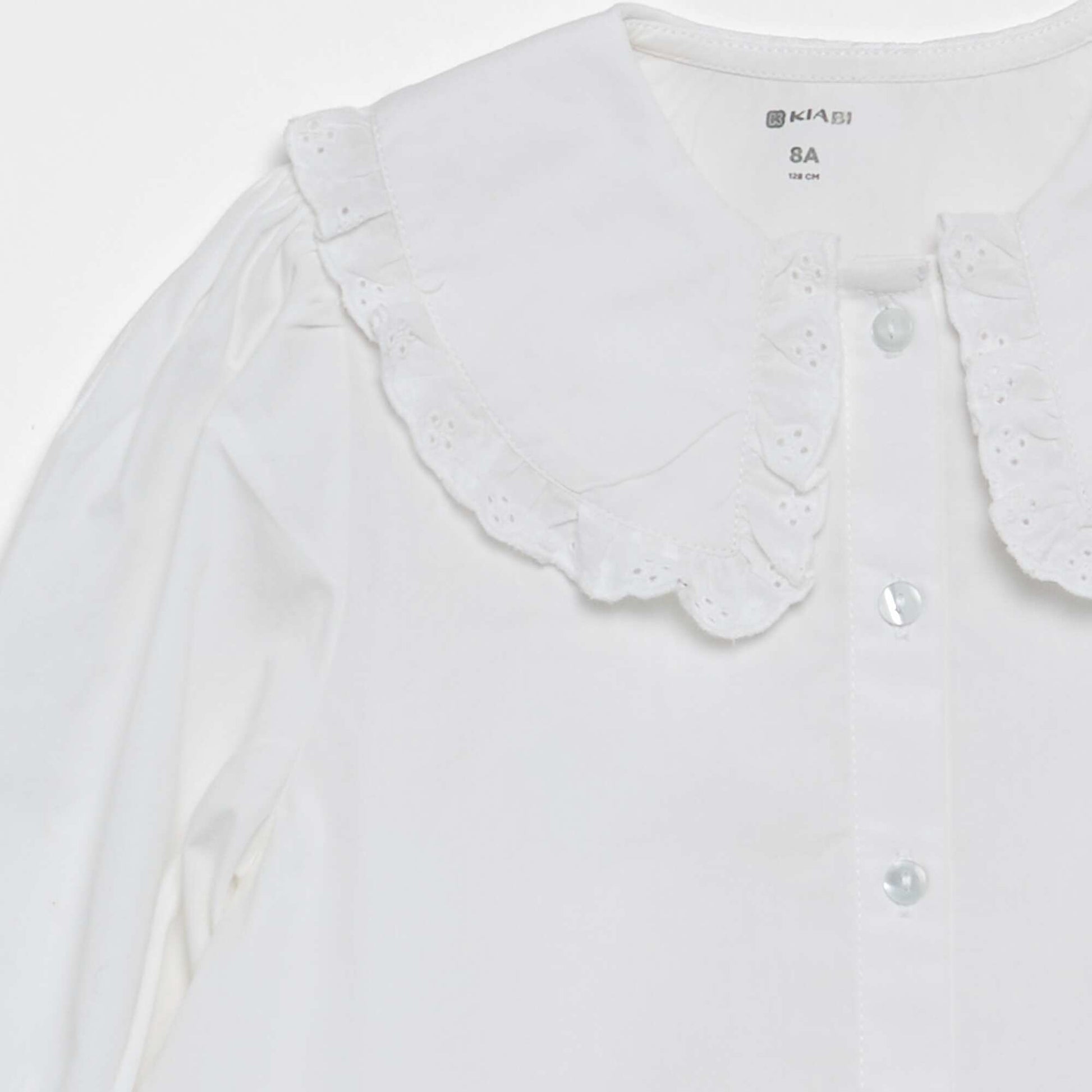 Blouse with large fancy collar WHITE