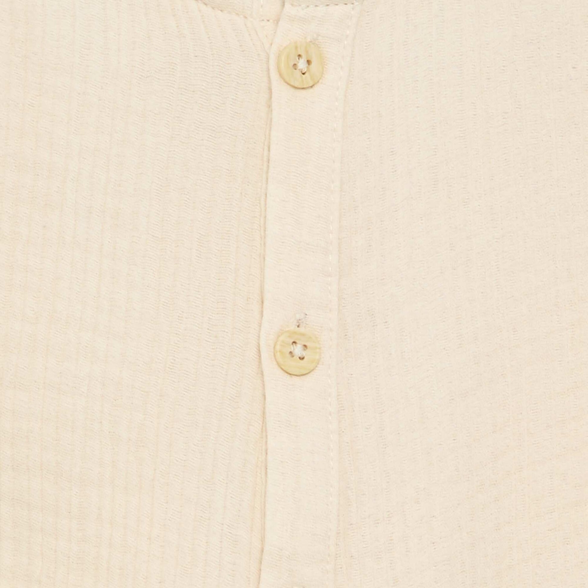 Long short-sleeved cotton gauze romper WHITE