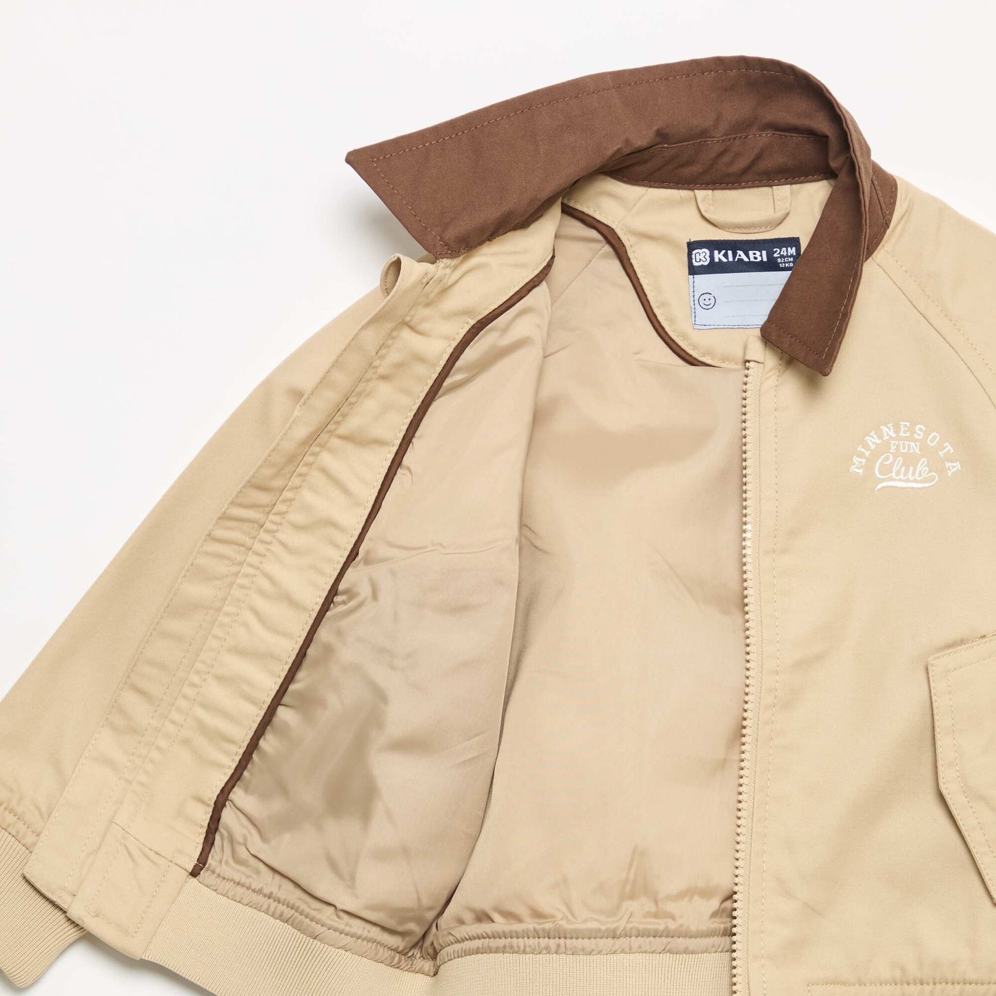 Zipped jacket with contrasting collar BEIGE