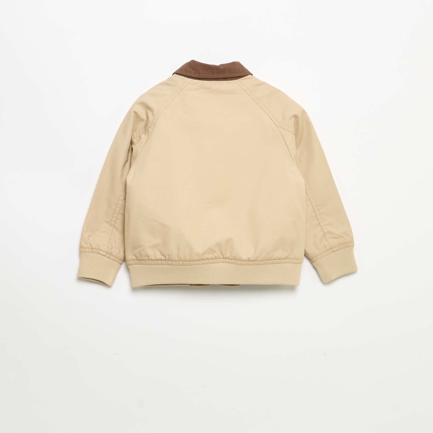 Zipped jacket with contrasting collar BEIGE