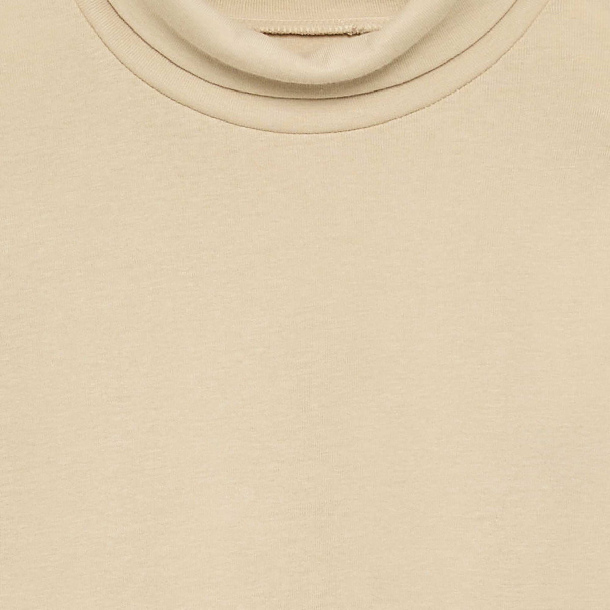 Ribbed Knit Roll Neck Top BEIGE