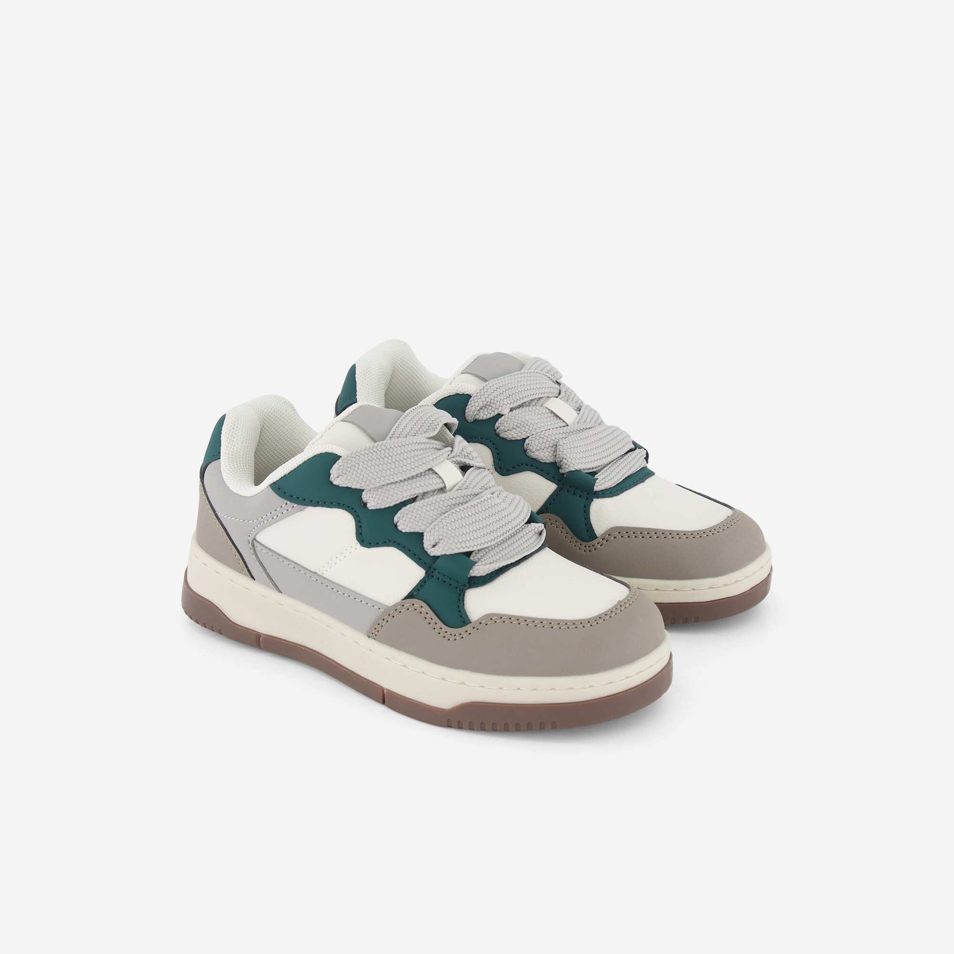 Faux leather low-top sneakers GREY