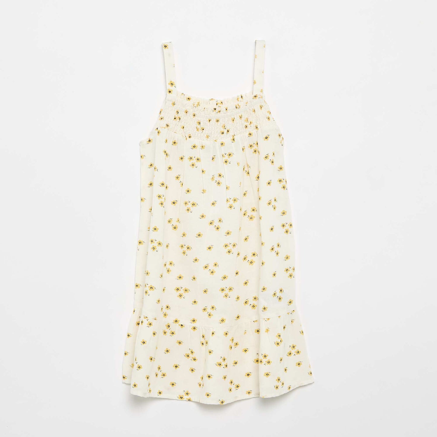 All-over print dress with thin straps BEIGE