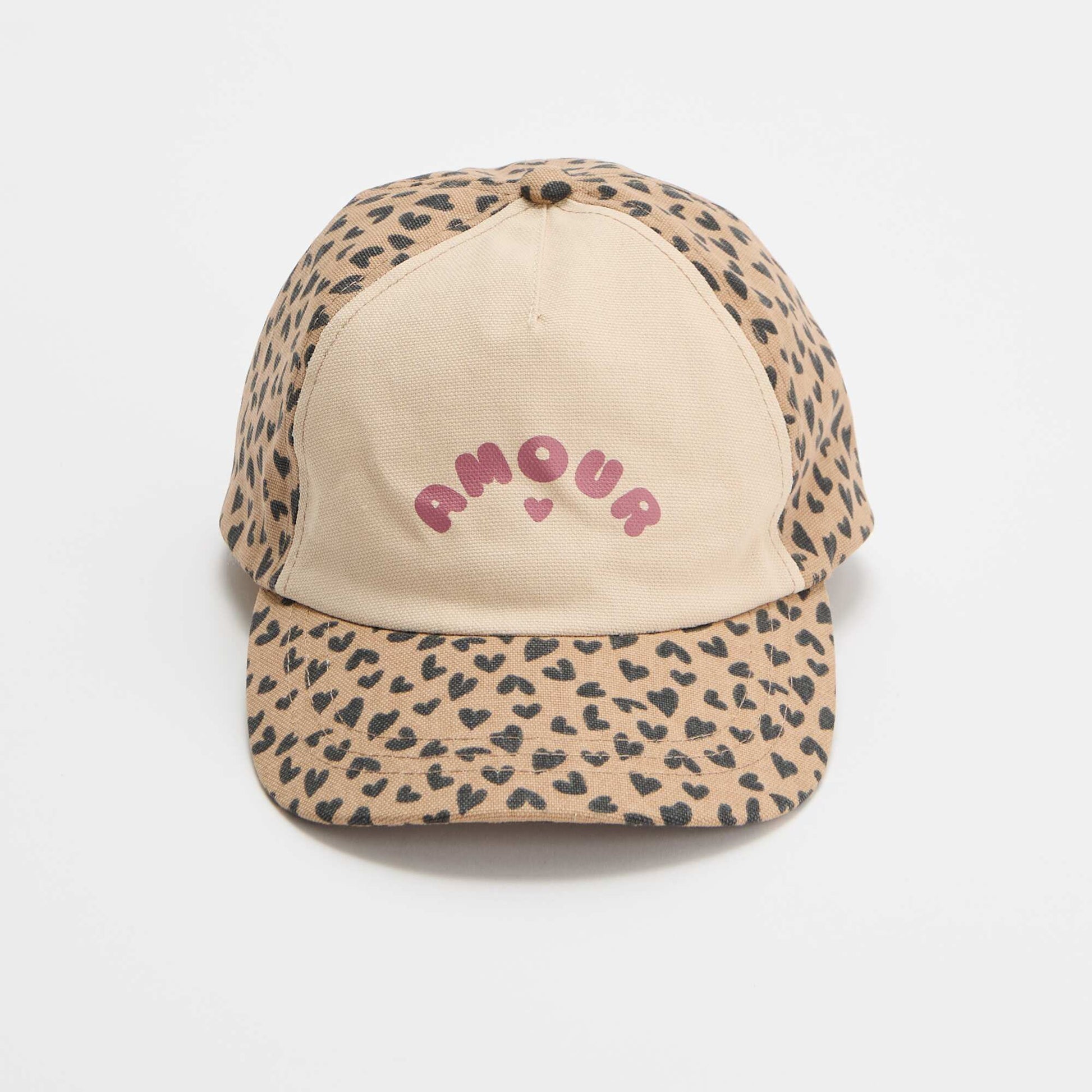 Leopard print baseball style cap BEIGE