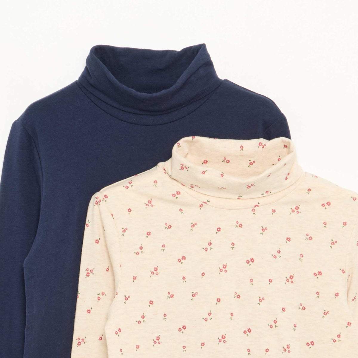 Set of 2 Roll-Neck Tops BEIGE