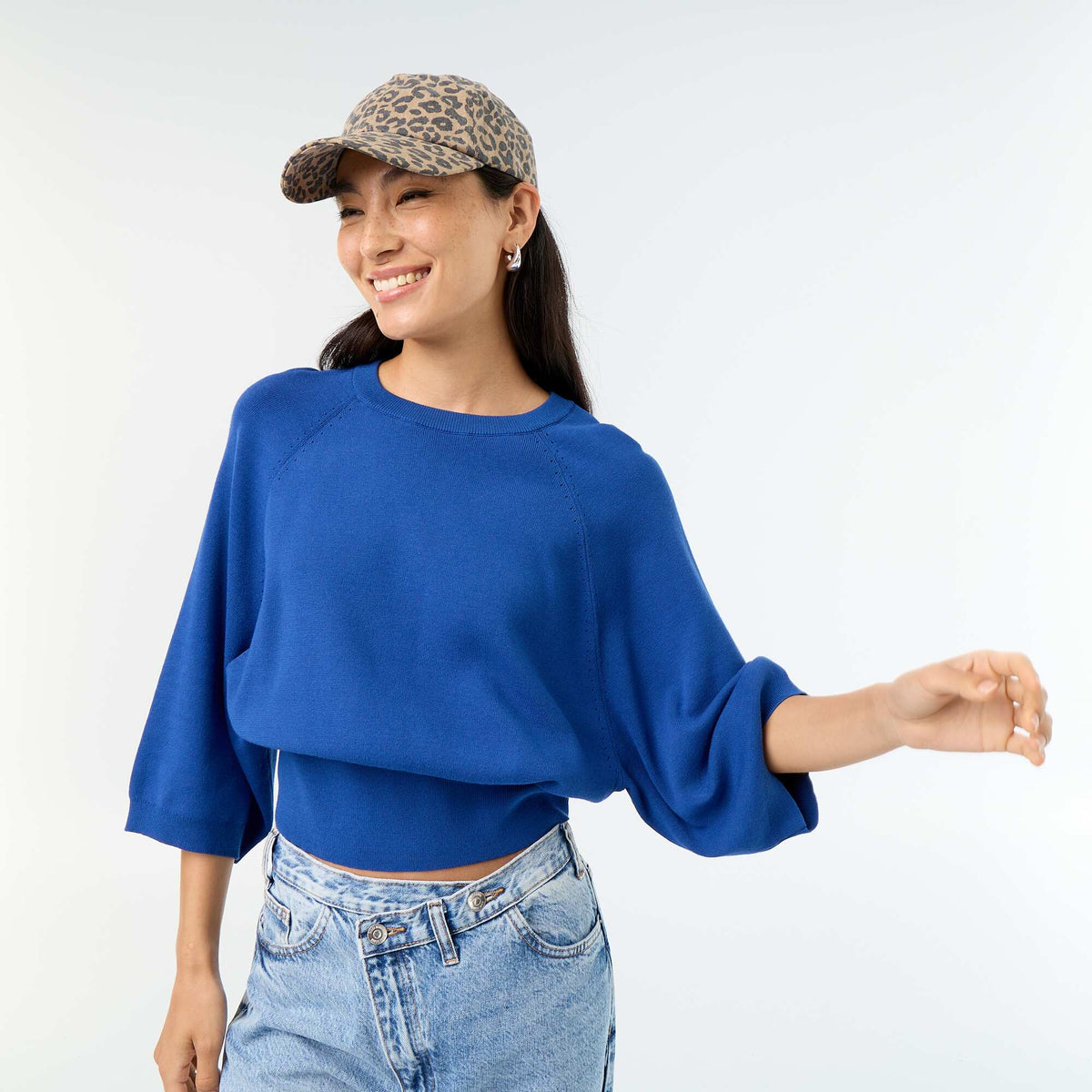 3/4 Sleeve Sweater BLUE