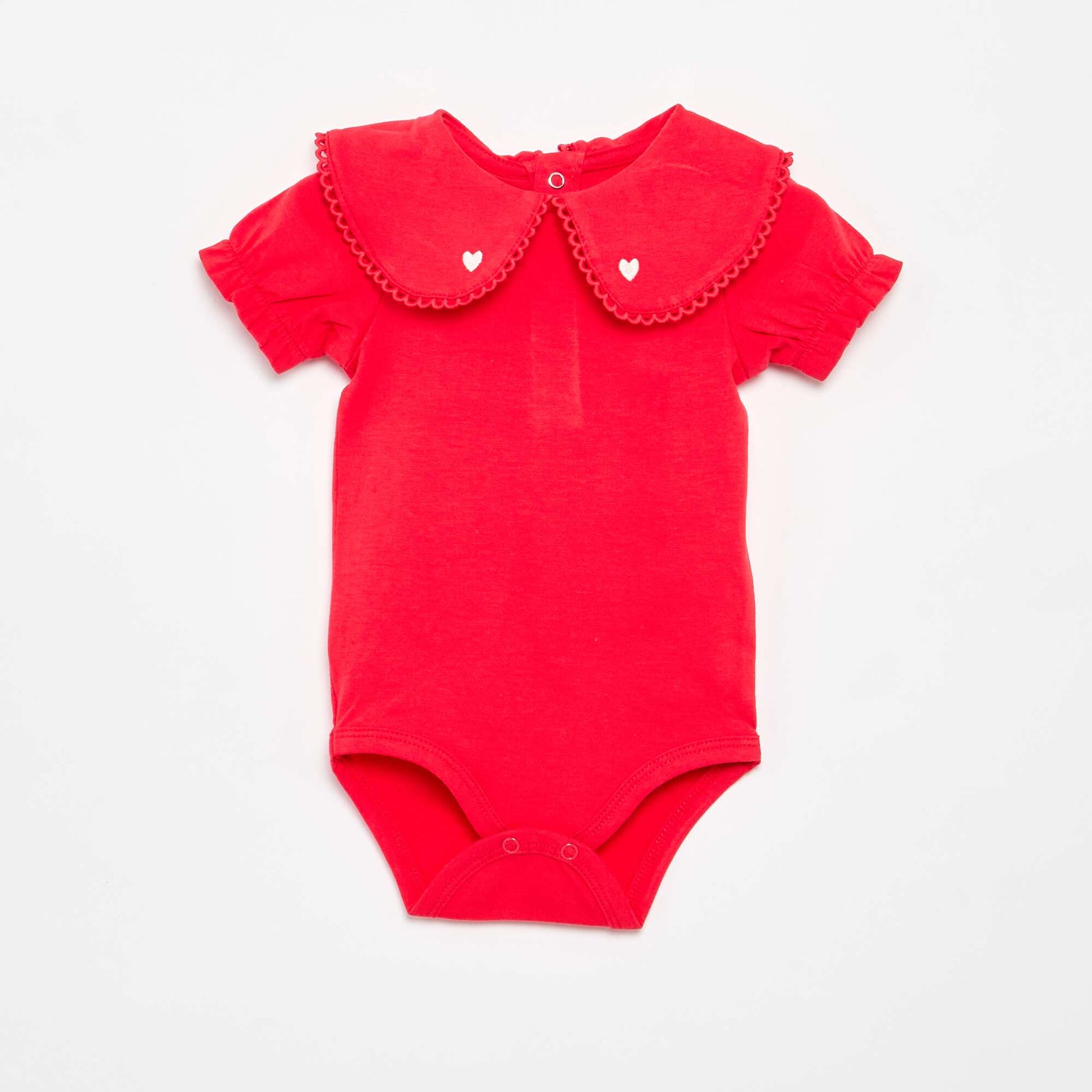 Bodysuit with fancy collar RED