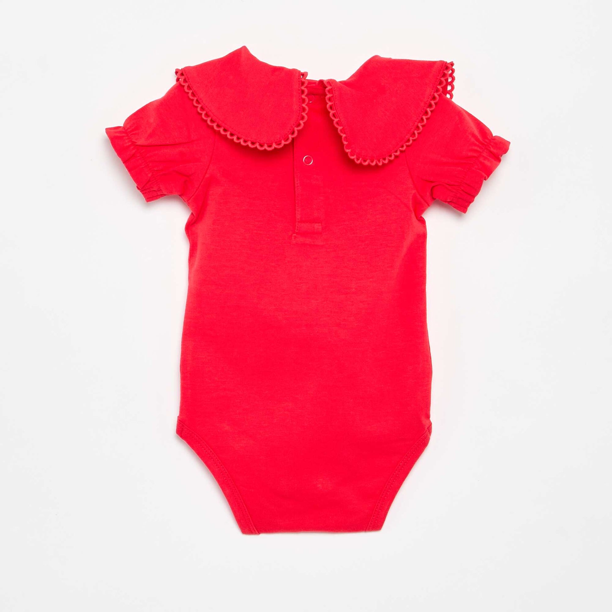 Bodysuit with fancy collar RED