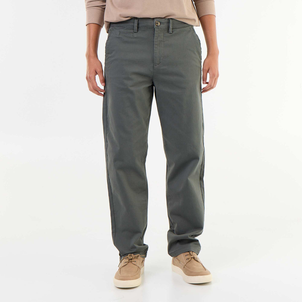 Standard-fit plain chino GREEN