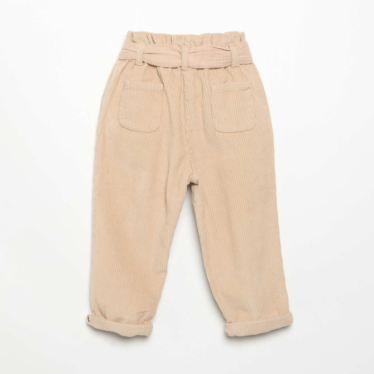 Corduroy trousers with included belt BEIGE