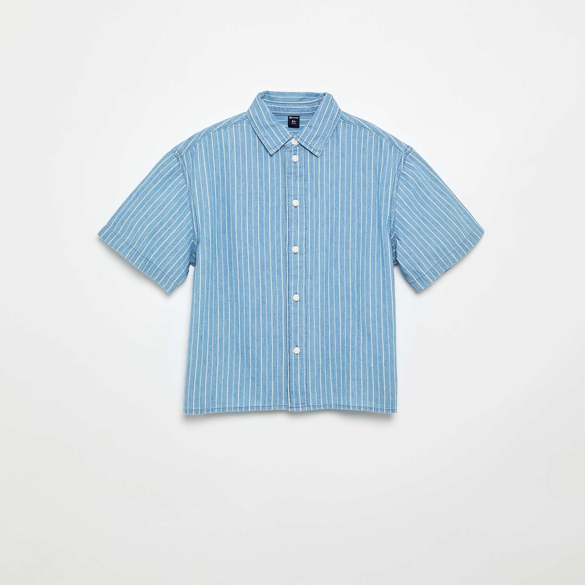 Short-sleeved denim shirt BLUE