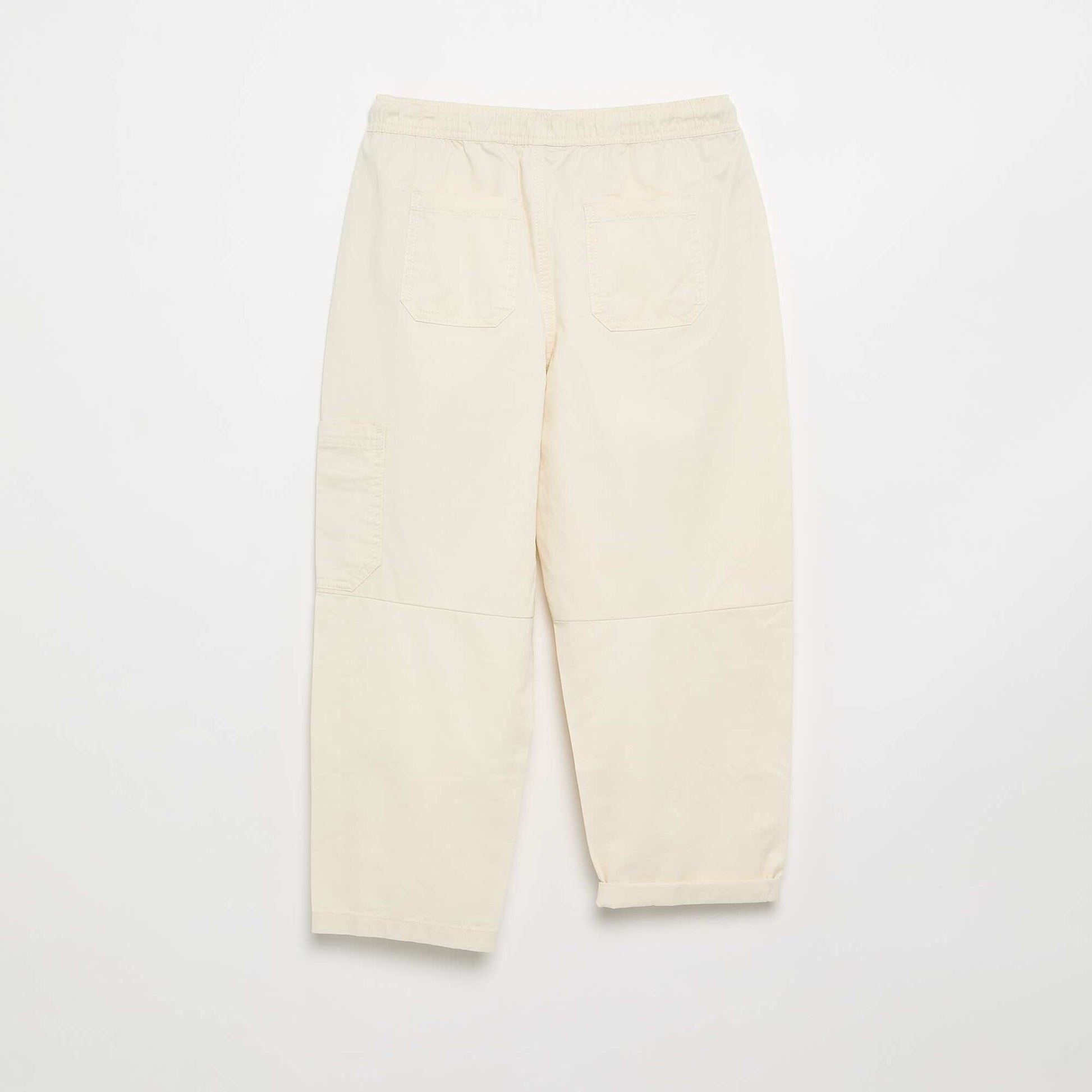 Barrel fit trousers with drawstring WHITE