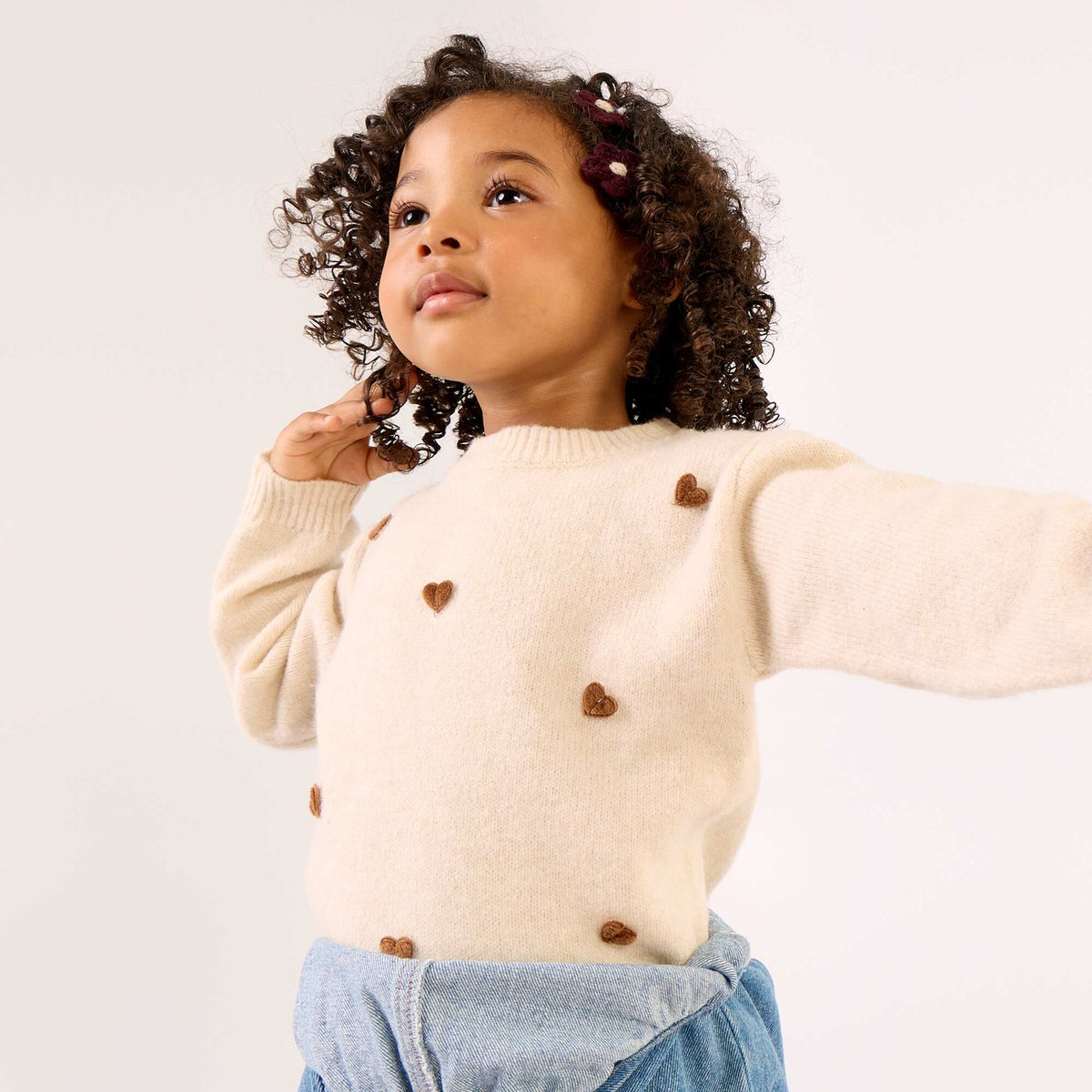 Sweater with 'heart' designs BEIGE