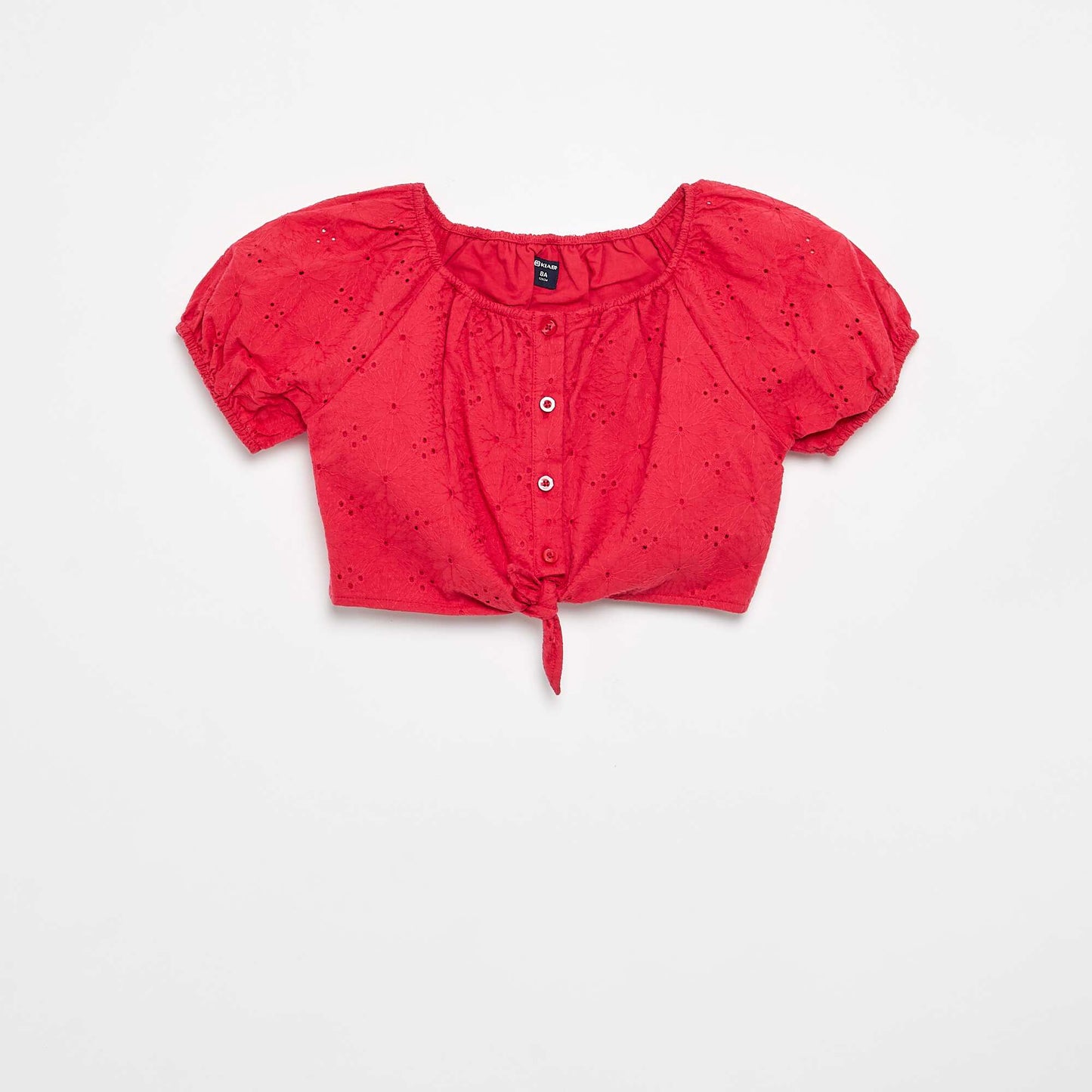 Plain blouse with broderie anglaise RED