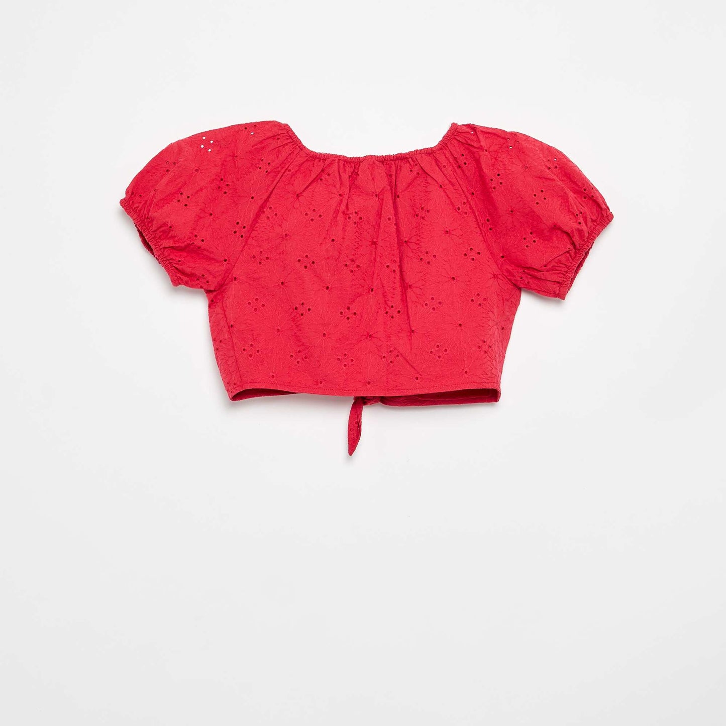 Plain blouse with broderie anglaise RED
